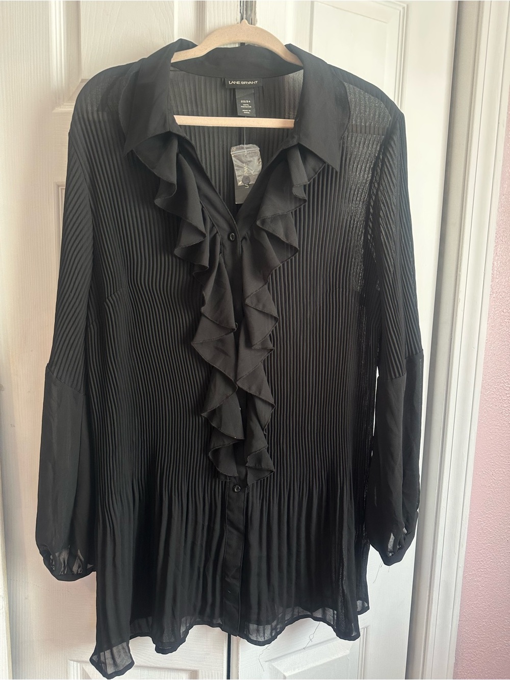 Lane Bryant sheer ruffle long sleeve blouse women’s 22/24 new with tags - Picture 2 of 5